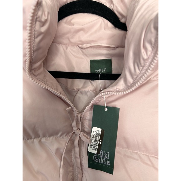 Wild Fable Collared Padded Zip Puffer Jacket Water Resistant Pink Women M New - Picture 4 of 9